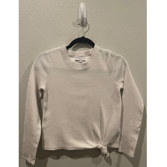 MADEWELL Texture And Thread Knot Long Sleeve Antique White Sweatshirt - Picture 1 of 5